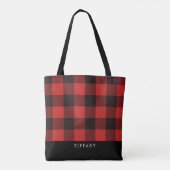 Rustikales Flannel Monogramm Kariertes Muster Tasche (Rückseite)