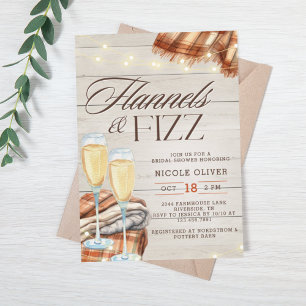 Rustikales Flannels & Fizz Fall Brautparty Einladung