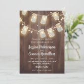 Rustikales Flat Mason Jar Lighting Wedding Wood Ba Einladung (Stehend Vorderseite)