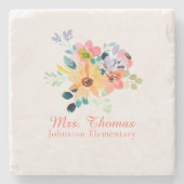 Rustikales Flora-Lehrerempfinden Steinuntersetzer (Vorderseite)