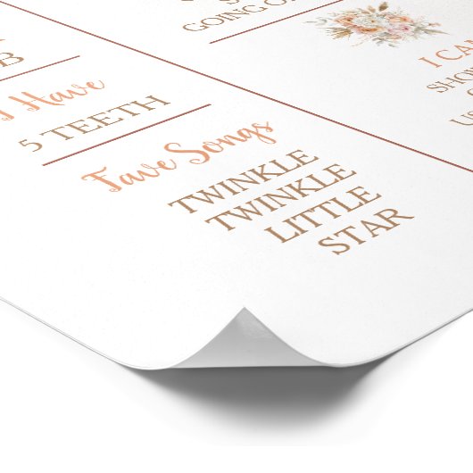 Rustikales Floral Boho Onederful Birthday Mileston Poster (Ecke)