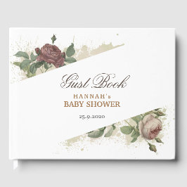 Rustikales floral Burgundy Marsala Moderne Babydus Gästebuch