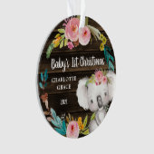 Rustikales Floral Koala Baby's First Christmas Ornament (Vorderseite)