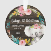 Rustikales Floral Koala Baby's First Christmas Ornament (Vorderseite)