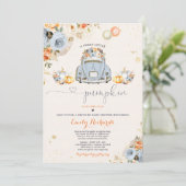 Rustikales Floral Pumpkin-Laufwerk mit Babydusche Einladung (Stehend Vorderseite)