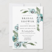 Rustikales, florales blaues Brautparty Einladung (Vorderseite)