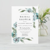 Rustikales, florales blaues Brautparty Einladung (Stehend Vorderseite)