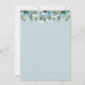 Rustikales, florales blaues Brautparty Einladung (Rückseite)