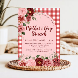 Rustikales florales Burgund Rosa Muttertag Brunch Einladung