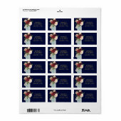 Rustikales, florales Burgundi Navy Gold Adressaufkleber (Vorne)