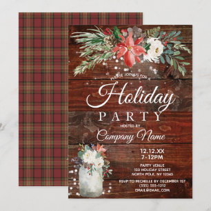 Rustikales florales Corporate Holiday Weihnachten  Einladung