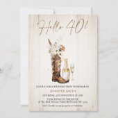 Rustikales florales Cowgirl Boot Flasche 40. Gebur Einladung (Vorderseite)