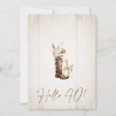 Rustikales florales Cowgirl Boot Flasche 40. Gebur Einladung (Rückseite)