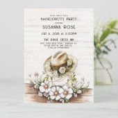 Rustikales florales Cowgirl Hat Bachelorette Einladung (Stehend Vorderseite)