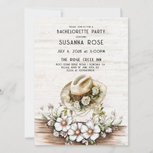 Rustikales florales Cowgirl Hat Bachelorette Einladung