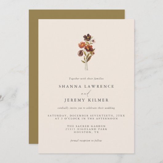 Rustikales florales Elegantes Highlight | Einladun Einladung (Vorne/Hinten)