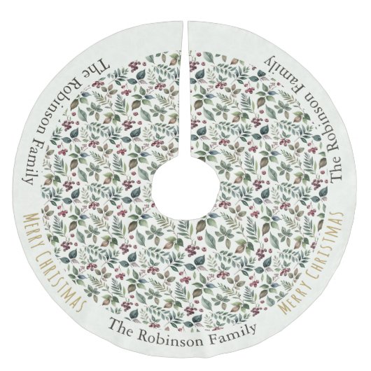 Rustikales florales Gemustert Botanisches Elegante Polyester Weihnachtsbaumdecke (Vorderseite)