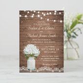 Rustikales, florales Hydrangea Mason Jar Lace Ligh Einladung (Stehend Vorderseite)