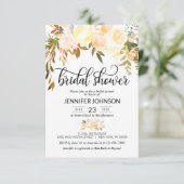 Rustikales, florales Rosa Orange Fall Brautparty Einladung (Stehend Vorderseite)