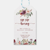 Rustikales, florales Sip Hooray Brautparty Geschenkanhänger (Vorderseite)