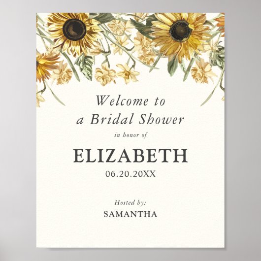 Rustikales Florals Brautparty Zeichen Poster (Vorne)