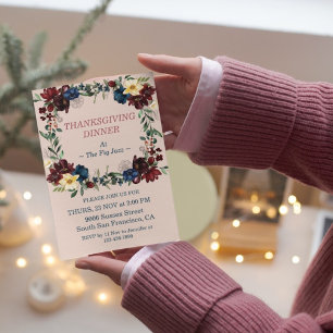 Rustikales Florals Erntedank Dinner Custom Einladung