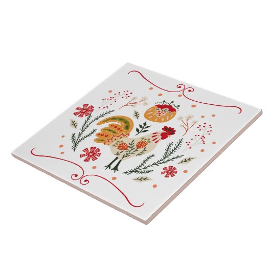 Rustikales Folk Art Rooster Fliese (Seite)
