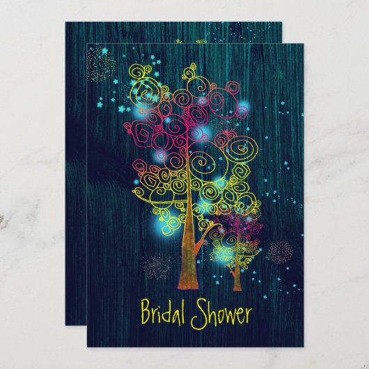 Rustikales Forest Blue Fairy Tale Brautparty Einladung (Vorne/Hinten)