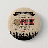 Rustikales Forest Buffalo Kariert Wild One Baby Du Button (Vorderseite)