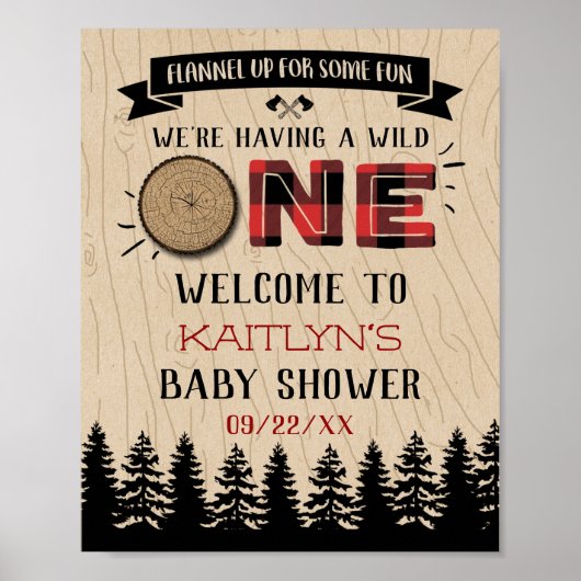 Rustikales Forest Buffalo Kariert Wild One Baby Du Poster (Vorne)