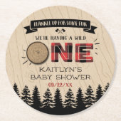 Rustikales Forest Buffalo Kariert Wild One Baby Du Runder Pappuntersetzer (Vorderseite)