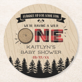 Rustikales Forest Buffalo Kariert Wild One Baby Du Runder Pappuntersetzer