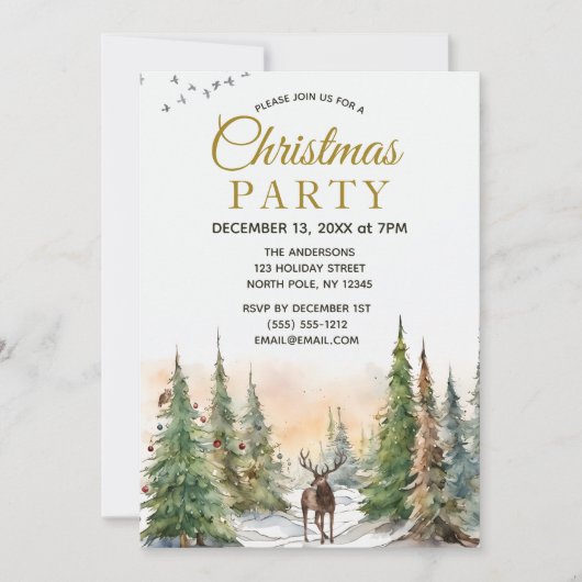 Rustikales Forest Dee Christmas Party Einladung (Vorderseite)