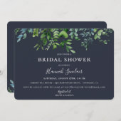 Rustikales Forest Foliage Navy Blue Brautparty Einladung (Vorne/Hinten)