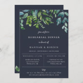 Rustikales Forest Foliage Navy Blue Probe Dinner Ankündigung (Vorne/Hinten)