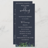 Rustikales Forest Foliage Navy Blue Wedding Programm (Vorne/Hinten)