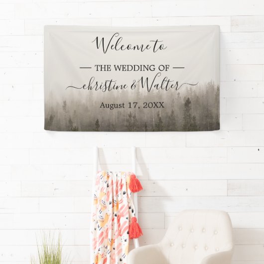 Rustikales Forest Misty Landscape Wedding Party Ba Banner (Insitu)