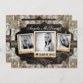 Rustikales Foto Abschluss Ankündigung Einladung (Vorne/Hinten)