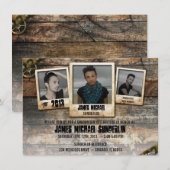 Rustikales Foto Abschluss Ankündigung Einladung (Vorne/Hinten)
