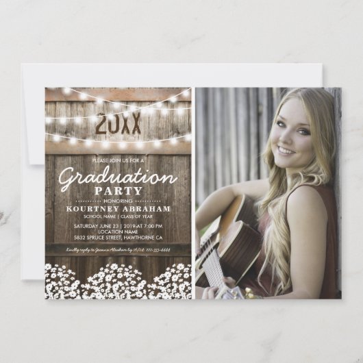 Rustikales Foto Abschluss Klasse 2025 Einladung (Vorderseite)