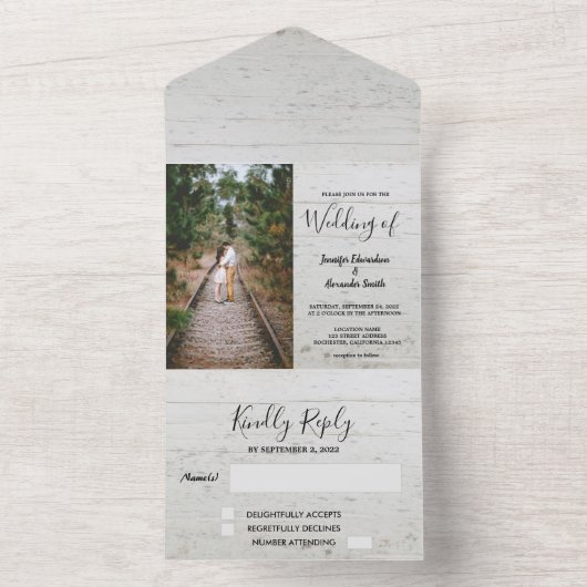 Rustikales Foto All In One Einladung (Innen Boden)