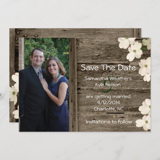Rustikales Foto Ankündigung Datum freihalten (Vorne/Hinten)