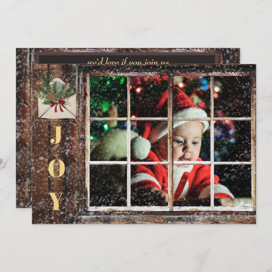 *~* Rustikales FOTO AP20 Party zum Weihnachtsfest Einladung (Vorne/Hinten)