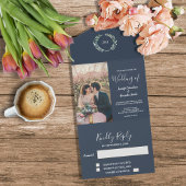 Rustikales Foto Aquarell Blätter Hochzeit All In One Einladung