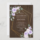 Rustikales Foto aus goldgeometrischem Lilac Einladung (Vorderseite)