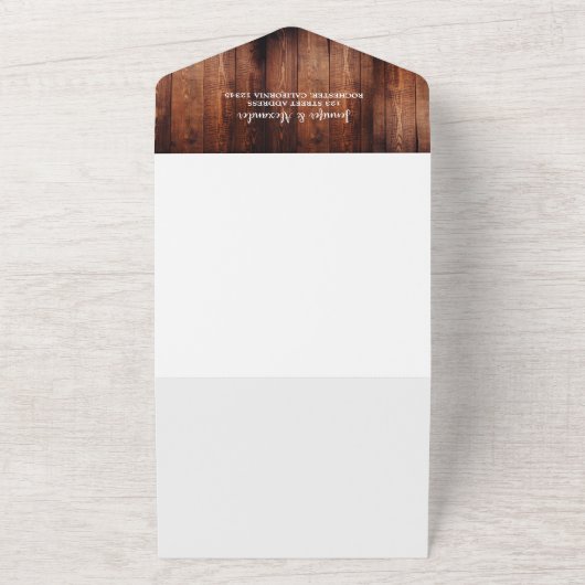 Rustikales Foto aus Holz in Monogramm All In One Einladung (Außenbereich)