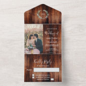 Rustikales Foto aus Holz in Monogramm All In One Einladung (Innen Boden)