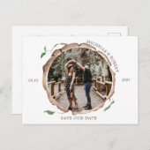 rustikales Foto aus Holz Save the Date Postkarte (Vorne/Hinten)