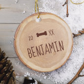 Rustikales Foto aus Holz, Slice, Personalisiert Keramik Ornament