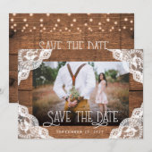 Rustikales Foto aus Holz und Leuchten Save the Dat Date (Vorne/Hinten)